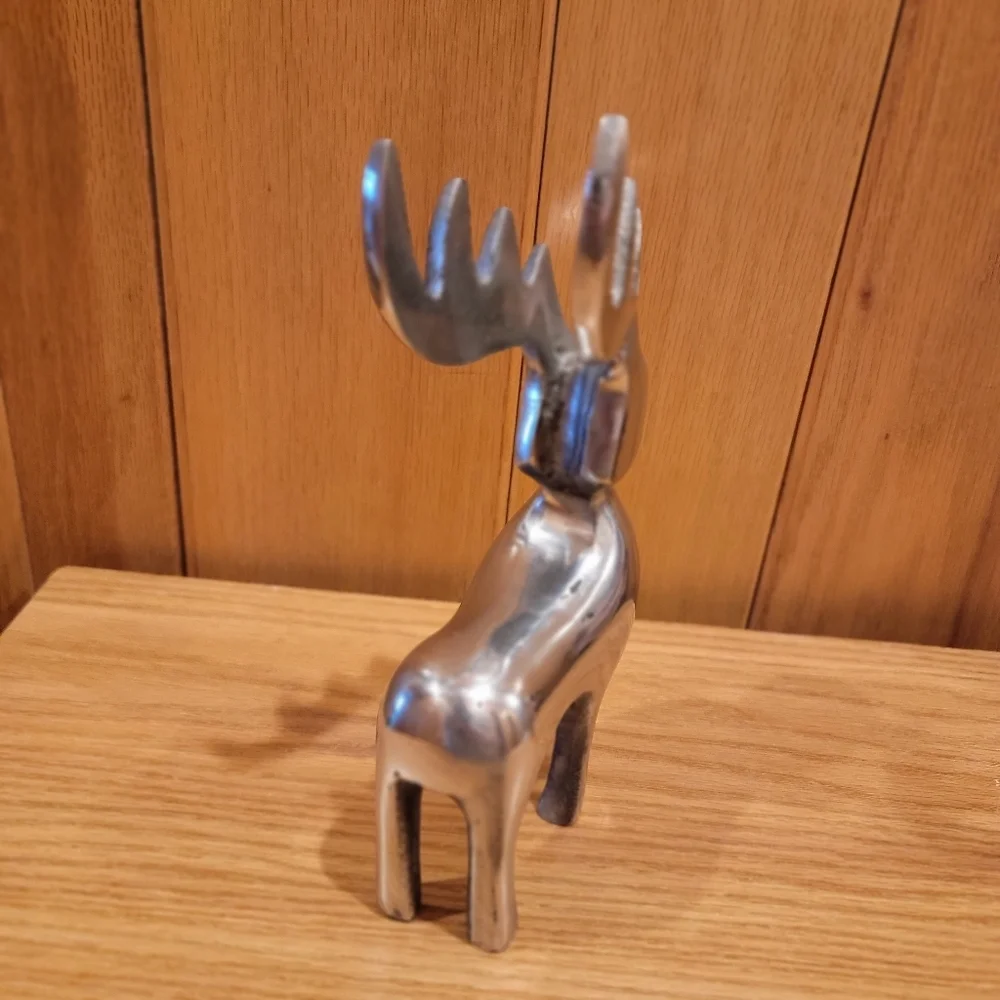 Pair Silver Metal Tabletop Deer 8